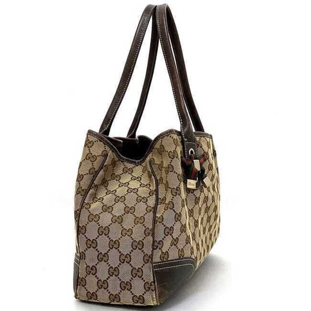 Gucci Shoulder Tote Rion Leather Princy GG Beige Logo Canvas Bag Brown - Picture 1 of 10